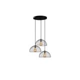 Amber LED Tel 3'lü Tepsi Sarkıt Pütürlü Siyah Metal Gövde ile Salon ve Yatak Odası için E27 Uyumlu Aydınlatma, Siyah-11985