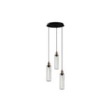 Amber LED Tel 3'lü Tepsi Sarkıt Pütürlü Siyah Metal Gövdeli E27 Uyumlu, Siyah-3