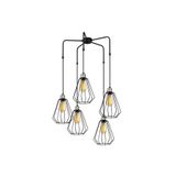 Amber LED Tel 5'Li Kollu Sarkıt Pütürlü Siyah Metal Gövde ile Mutfak ve Salon Aydınlatması, Siyah-4556