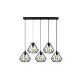 Amber LED Tel 5'Li Sıralı Sarkıt Modern Metal Gövde ile Mutfak ve Salon, Siyah-1