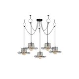 Amber LED Tel 5'Li Tepsi Sarkıt Pütürlü Siyah Metal Gövde ile Modern Aydınlatma, Siyah-6761