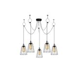 Amber LED Tel 5'Li Tepsi Sarkıt Pütürlü Siyah Metal Gövdeli E27 Uyumlu, Siyah-6656