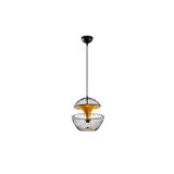 Amber LED Tel Tekli Sarkıt Avize Pütürlü Siyah Metal Gövde ile Mutfak ve Salon için E27 Uyumlu, Siyah-11440