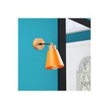 Amber LED Turuncu Metal Aplik Duvar Lambası E27 Uyumlu 14x25x25 cm Yatak Odası ve Oturma Odası, Turuncu-615