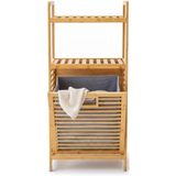 AmberHaus 3 Raflı Bambu Çamaşır Sepeti ve Banyo Düzenleyici Dolap - Havlu ve Deterjanlık Bölmeli Dikey Kirli Sepeti (100x45x30 cm)