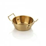 Amberhaus Gold Renk Paslanmaz Çelik Mini Sahan Ve Sunumluk - Kulplu Metal Kahvaltılık, Sosluk Ve Meze Tabağı - Mat Altın Görünümlü Servis Ta