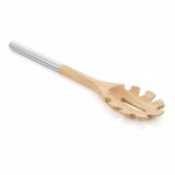 AmberHaus%100 Doğal Akasya Ahşap & Paslanmaz Çelik 3’lü Mutfak Seti | Kaşık, Spatula, Kevgir | Isıya Dayanıklı ve Şık Servis Takımı (Bambu Makarna)