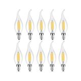 AmberLED 10 Adet Kıvrık Buji Ampul 4W Şeffaf Filament Rustik LED Ampul – E14 Duy, 3200K Günışığı Işık - Cata - Avize Ampulü