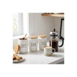 AmberLED AmberHaus 3'lü Bambu Kapaklı Seramik Kavanoz Seti - Vakumlu Çay Şeker Kahve Saklama Kabı - Coffee Su EDCB0GHK6CTTX
