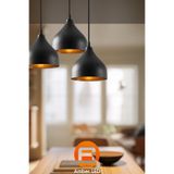 AmberLED Modern Metal Gövdeli 3'lü Tepsi Sarkıt Siyah Yatak Odası ve Salon Aydınlatması E27