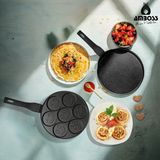 Amboss 2 Parça 26 cm Pankek Tava & Krep Tavası Döküm Siyah Renk Yapışmaz Yüzey