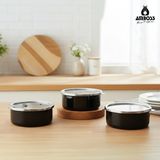 Amboss 6 Parça Crispella 14-16-18 cm Emaye Saklama Kabı Seti – Siyah - 3 lt