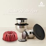 Amboss Bake with Love 10 Parça Karıştırma Kabı & Döküm Kek Kalıbı – Kırmızı - Diğer - Renkli