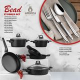 Amboss Bead 27 Parça Döküm Granit Tencere ve Paslanmaz Çelik Çatal Bıçak Kaşık Takımı