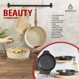 Amboss Beauty 6 Parça Granit Kapaklı Tencere Tava ve Sahan Seti