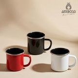Amboss Crispella 3'lü Emaye Kupa Bardak Seti - Siyah - 400 ml