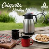Amboss Crispella Sunday 3 Parça Çelik Termos Emaye Kupa Seti - Gümüş - 2 lt