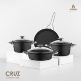 Amboss Cruz Döküm 7 Parça Siyah Tencere Seti