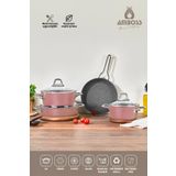 Amboss Crystal 7 Parça Rose Gold Granit Çift Renkli Tencere Seti