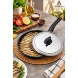 Amboss Döküm Granit Kapaklı Balık Tavası 32 cm - Siyah