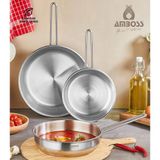 Amboss Lusigram 3 Parça Paslanmaz Çelik Indüksiyon Tabanlı Gümüş Kapaksız Tava Seti
