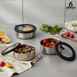 Amboss Nova 6 Parça Paslanmaz Çelik Saklama Kabı 14-16-18 cm - 1,5 lt - Gri