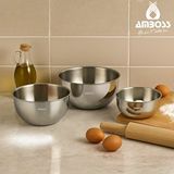 Amboss Satin 3 Parça Paslanmaz Çelik Karıştırma Kabı Kase Gri