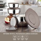 Amboss Satin 9 Parça Paslanmaz Çelik Çok Amaçlı Karıştırma Kabı Kase Gri
