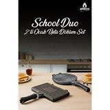 Amboss School Duo 2’li Döküm Ocak Üstü Tost Waffle Tava Seti - Siyah