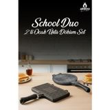 Amboss School Duo 2’li Döküm Ocak Üstü Tost Waffle Tava Seti