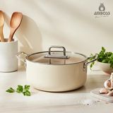 Amboss Sera Nova Doğal Seramik Derin Tencere 24 cm 4.8 Litre - Latte - Krem