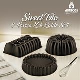 Amboss Sweet Trio 3 Parça Kek Kalıbı Seti - Siyah