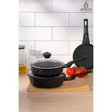 Amboss Vento 6 Parça Döküm Cam Kapaklı Tava 18-22-26 cm