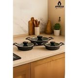 Amboss Vento 6 Parça Yanmaz Yapışmaz Titanyum Kaplama Sahan Seti 18-20-22 Cm Siyah