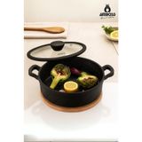 Amboss Vento Döküm Titanyum Kaplama Cam Kapaklı 26x7 cm Basık Tencere