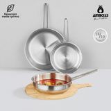 Amboss Vento Steel 3 Parça Derin Tava Seti 20-24-28 cm Paslanmaz Çelik İndüksiyon Tabanlı Gri