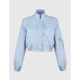 Ambra Mavi Crop Bomber Kadın Ceket - 44