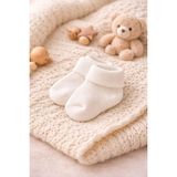 Amelio Kids Amélio Kids Beyaz Organik Pamuk Katlamalı Unisex Yenidoğan Soket Çorap - 0 - 10 Ay
