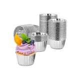 Amentes 25'li Gümüş Gri Kağıt Muffin Kek Ve Sufle Kapsülü Metalik Renkli Cupcake Pişirme Kalıbı Kağıdı