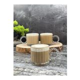 Amentes 3 Lü Cam Boncuk Kulplu Bardak Kupa Çay Kahve Meşrubat Bardağı 275ml