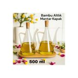 Amentes 3 Parça Cam Yağdanlık Seti - 2 X 500 ml Yağdanlık sosluk sirkelik Ahşap Altlık