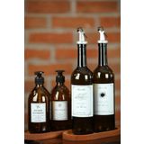 Amentes 6'lı Ahşap Standlı 2'li Amber 750ml Yağdanlık 2'li Amber Sabunluk Mutfak Yağlık Sabunluk Set