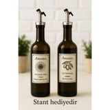 Amentes Bambu Yağdanlık Oil 2'li 750 Ml Zeytinyağı Sıvıyağ Şişesi Yağdanlık Yağlık Cam Şişe stand hediyedir