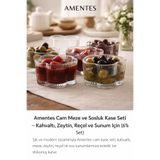 Amentes Estetik Çiçek Desenli 6lı Cam Reçellik Zeytinlik Sosluk Kahvaltılık Seti