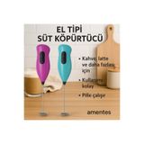 Amentes Mini Yumurta Karıştırıcı Süt Köpürtücü El Mikseri Pilli Kahve Çırpıcı Telli Blender Cappuccino Mixer