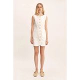 American Rag Cie Emma Button Down Mini Elbise - %100 Keten, Özgün Tasarım ve Konfor - Fildişi