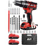 American RED Stark 58 V 10 Ah Çelik Şanzuman Bakır Sargılı Çift Akülü Şarjlı Matkap Vidalama+24 Parça Set