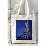 American Shorthair Kedi Baskılı Bez Çanta Omuz Çantası Kişiye Özel Model 15