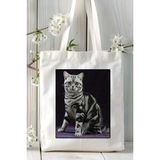 American Shorthair Kedi Baskılı Bez Çanta Omuz Çantası Kişiye Özel Model 3