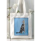 American Shorthair Kedi Baskılı Bez Çanta Omuz Çantası Kişiye Özel Model 4